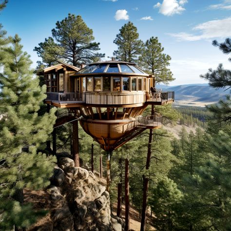 Fantasy Treehouse Interior, Treehouse Aesthetic Inside, Airbnb Tree House, Forest Treehouse Aesthetic, Futuristic Tree House, Luxury Tree Houses, Beautiful Tree Houses, Tiny Loft, Normal House