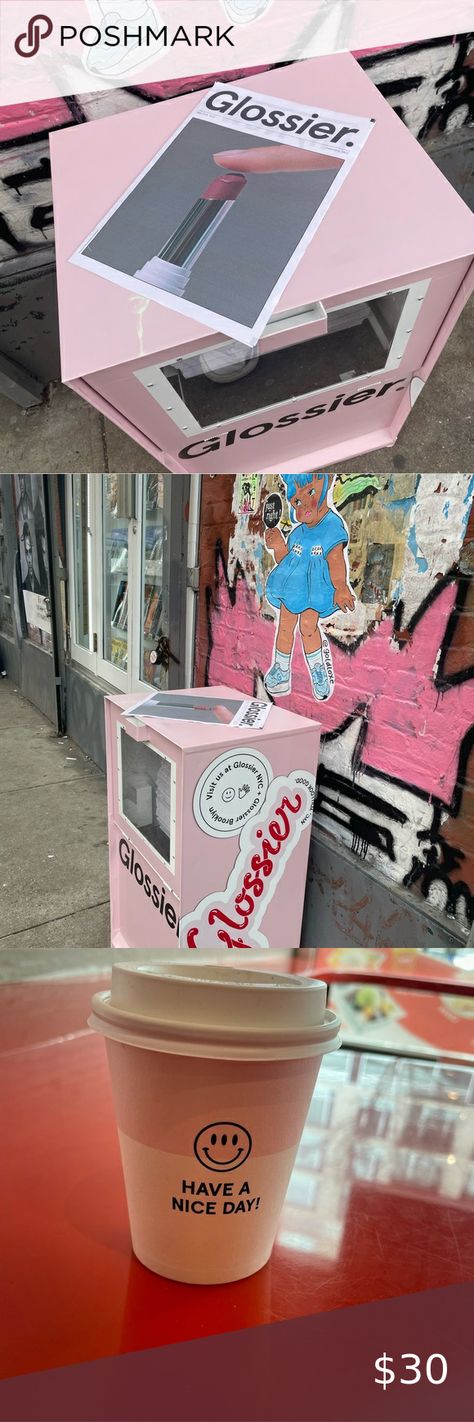 Limited Edition Glossier Newspaper NYC 
🗞️💗 Glossier Newspaper, Glossier New York, Newspaper Display, Newspaper Layout, Glossier Pink, Store Ideas, Crimping, Paper Cup, Glossy Paper