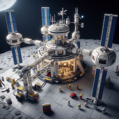 32 AI ideas for Lego MOCs Space Station – How to build it Lego Studio, Lego Space Station, Asteroid Mining, Space Landscape, Mars Space, Holographic Displays, Lego Space, Lego Worlds, Lego Mocs