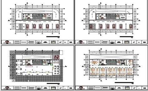 Floor plan layout details of multi-level administrative building dwg file. Floor plan layout details of multi-level administrative building that includes a detailed view of ground floor, first floor, second floor etc with basement floor, car parking view, main entry and exit gate, reception area, front desk, waiting and seating area, employee offices, employee desk, meeting hall, conference hall, dining area, cafeteria, smoking zone, sanitary facilities, studio, cleaning department and much more Administrative Building, Meeting Hall, Corporate Building, Office Floor Plan, 3d Architect, Hall Flooring, Plan Layout, Basement Floor, Conference Hall