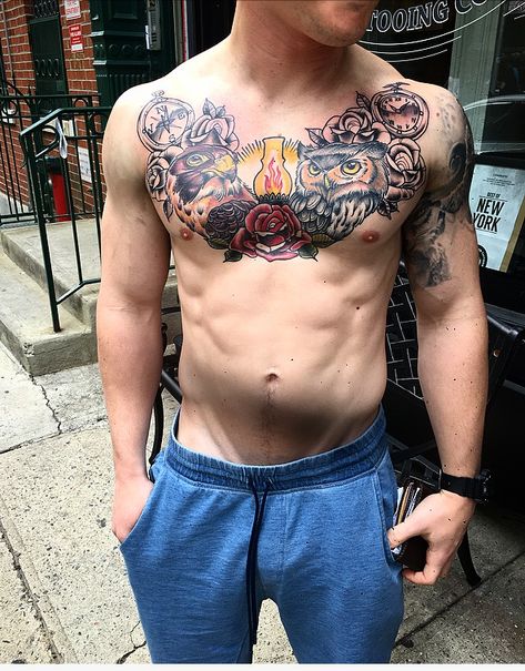 Men's chest piece tattoo Center Chest Tattoo Men, Center Chest Tattoo, Chest Piece Tattoo, Piece Tattoo, Pieces Tattoo, Chest Piece Tattoos, Chest Tattoo Men, Chest Piece, Chest Tattoo