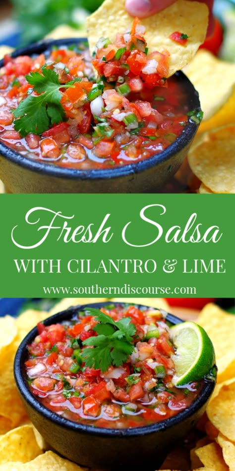 Salsa With Cilantro, Fresh Salsa Recipe Homemade, Quick Salsa, Tomato Salsa Recipe, Fresh Salsa Recipe, Easy Salsa Recipe, Fresh Tomato Recipes, Homemade Salsa Recipe, Salsa Guacamole