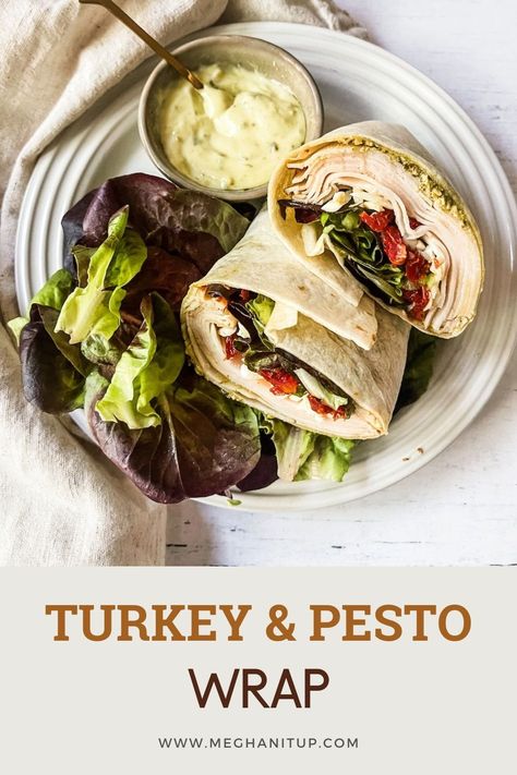 Turkey Pesto Wrap Healthy, Healthy Turkey Wraps Lunch Ideas, Pesto Turkey Wrap, Turkey Wraps Healthy, Turkey Wrap Recipes, Pesto Turkey, Pesto Wrap, Best Pesto, Turkey Pesto