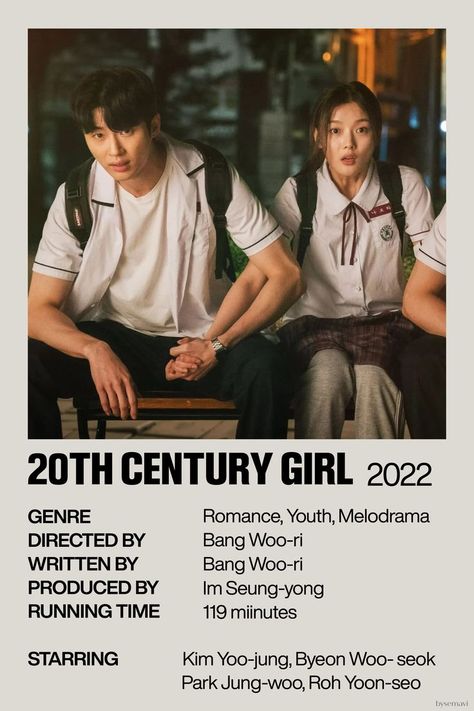 20th Century Girl Movie, Movie Minimalist, 20th Century Girl, Minimalist Polaroid Poster, Good Animated Movies, Movies To Watch Teenagers, Most Paused Movie Scenes, Korean Drama Series, New Movies To Watch