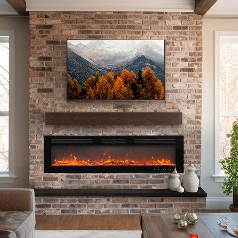 60 Inch Electric Fireplace, Freestanding Stove, Linear Fireplace, Electric Fireplace Heater, Fireplace Tv Wall, Wall Mounted Heater, Fireplace Built Ins, Fireplace Heater, Freestanding Fireplace