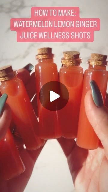 Wellness Shots Recipe, Ginger Shot Benefits, Watermelon Shots, Ginger Shot Recipe, Watermelon Juice Recipe, Ginger Shots, Ginger Drink, Watermelon And Lemon, Ginger Shot