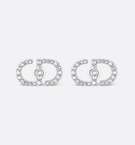 Petit CD Stud Earrings Silver-Finish Metal with White Crystals | DIOR Dior Jewelry Earrings, Earrings Dior, Dior Earrings, Silver Diamond Earrings, Christian Dior Couture, White Crystals, White Earrings, Pretty Jewellery, Silver Diamonds