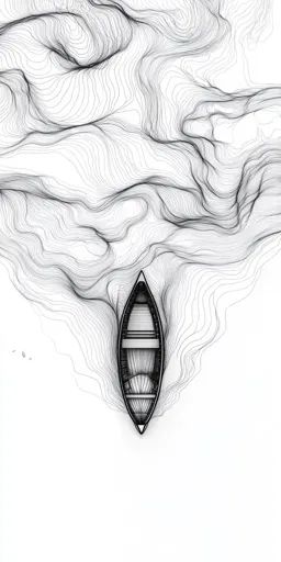 ↑↑↑ Larger size on website 🔸 The image is a black and white drawing of a single boat in a sea of swirling lines. The boat is at t Row Boat Drawing, Sea Waves Drawing, Seminar Ideas, Water Sketch, Boat Sketch, Ink Drawing Techniques, Wave Drawing, Boat Drawing, Wave Illustration