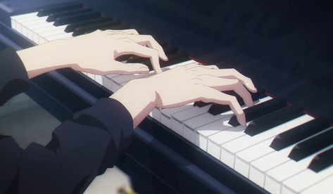 Piano Landscape Wallpaper, Hands On Piano Drawing, Person Playing Piano Drawing, Hands Playing Piano Drawing, Anime Playing Piano, Piano Anime Aesthetic, Playing Piano Drawing Reference, Anime Piano Aesthetic, Piano Art Draw