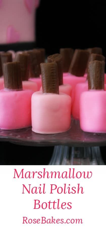 Marshmallow Nail Polish, Spa Party Foods, Cakesicles Ideas, Spa Bridal Shower, Spa Sleepover Party, Spa Day Party, Cake Roses, Kids Spa Party, How To Make Marshmallows