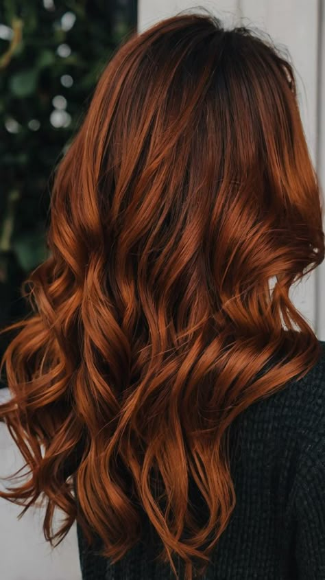 fall hair color dark copper Dark Red To Copper Hair, Long Dark Copper Hair, From Black To Copper Hair, Red Chestnut Hair Color, Black To Copper Hair, Dark Cowboy Copper Hair, Dark Red Copper Hair, Deep Copper Hair Color, Dark Copper Red Hair Color