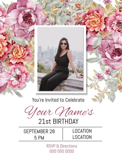 Picture Invitations Birthday, Party Invitation Design Templates, 21st Birthday Invitations Templates Free, 21 Birthday Invitations Ideas, Birthday Invitation Template Free Editable, Birthday Invitations With Photo, Birthday Party Flyer, Online Birthday Invitations, Army Retirement