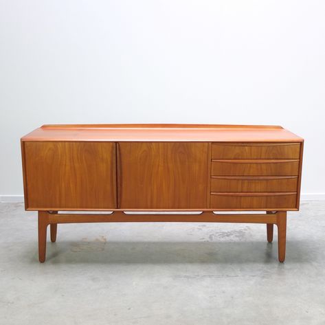 Listed on VNTG.com: Teak Sideboard by Svend Åge Madsen for K. Knudsen & Søn, 1958 | #vntg #vintage European Modern, Teak Sideboard, Cube Design, Sideboard Storage, House Furniture, Wood Working, Side Tables, Vintage Design, Sideboard