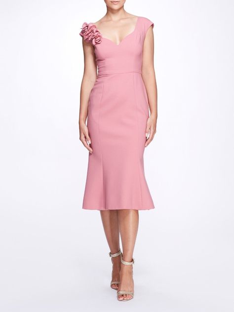 Rose Cocktail Dress – Marchesa Rose Cocktail Dress, Marchesa Fashion, Marchesa Gowns, Marchesa Spring, Rose Cocktail, Crepe Midi Dress, Gown Skirt, Floral Sheath Dress, Party Dress Short