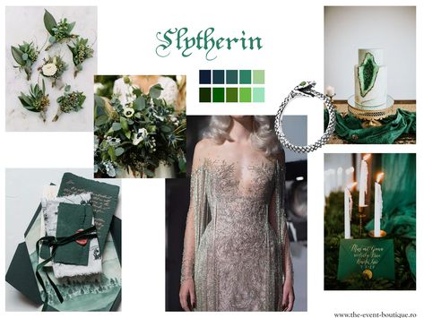 Slytherin Wedding Theme Inspiration Slytherin Inspired Wedding, Slytherin Themed Wedding, Slytherin Wedding Theme, Slytherin Wedding Dress, Slytherin Wedding, Slytherin And Hufflepuff, Theme Inspiration, Wedding Theme Inspiration, Harry Potter Wedding