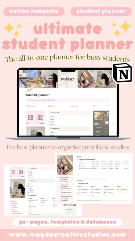 Student Notion Template | Study Planner | Study Notion Dashboard | Aesthetic Notion Template Cute Notion Template, Notion Templates Aesthetic, Parenting Infographic, Dashboard Aesthetic, Work Notion, Pink Notion Template, Notion Student Planner, Notion Template Ideas For Students, Template For Project