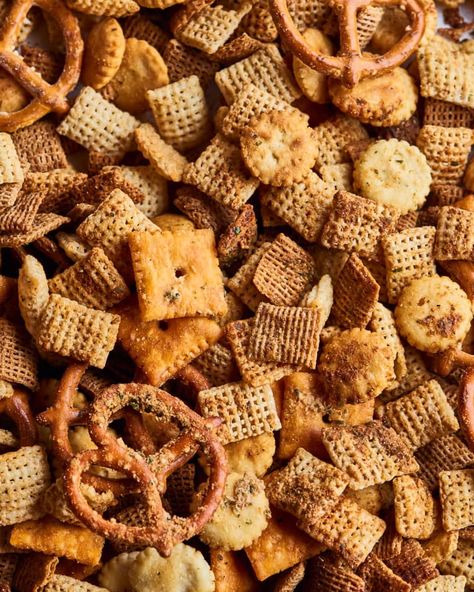 Oven-Baked Ranch Chex Mix Recipe | Kitchn Ranch Chex Mix Recipes, Ranch Chex, Ranch Chex Mix, Ranch Oyster Crackers, Ranch Crackers, Parmesan Ranch, Ranch Dressing Seasoning, Chex Mix Recipe, Wheat Chex