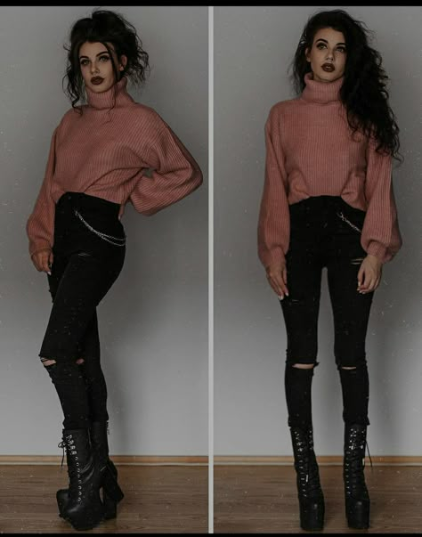 Maroon And Black Outfits For Women, Style Skater Skirt, Edgy Outfits For Women Over 30 Grunge, Edgy Cold Weather Outfits, Goth Bar Outfit, Emo Alternative Outfits, Moody Outfit Aesthetic, Goth Cold Weather Outfits, Winter Alternative Outfits Cold Weather