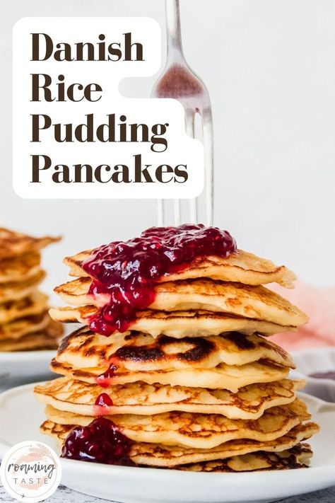 A stack of rice pudding pancakes stands tall with a hefty dollop of jam, as they are usually served this way Rice Pudding Pancakes, Cream Of Rice Pancakes, Pudding Pancakes, Rice Pancakes, Crispy Pancakes, Creamy Rice Pudding, Rice Pudding Recipes, Rice Cereal, Pancake Stack