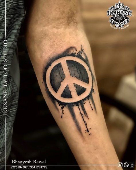 Peace Sign Tattoo Design, Symbol Of Peace Tattoo, Peace Tattoo For Men, Laos Tattoo, Peace Tattoo Ideas, Peace Sign Tattoo, Daruma Doll Tattoo, Medusa Drawing, Peace Sign Tattoos