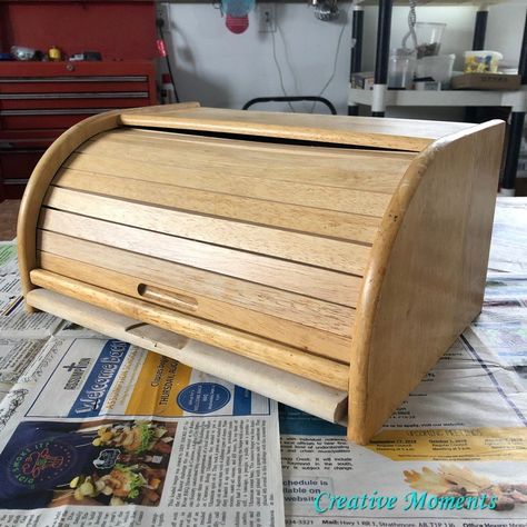 Roll Top Bread Box Makeover, Metal Bread Box Repurpose, Bread Box Makeover, Simple Green Cleaner, Wall Vase Decor, Blue Bread, Milk Paint Furniture, Diy Chalkboard Sign, Homemade Lotion Bars