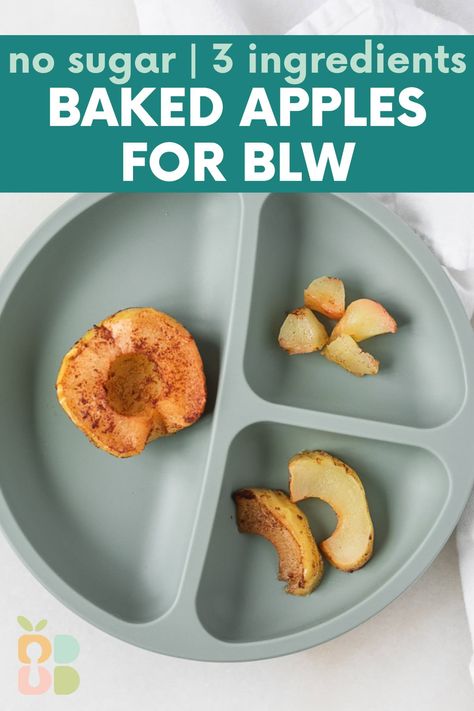 Baked Apples for Baby - Baby Led Bliss Baby Apple Recipe, Cooked Apples For Baby, Solid Foods For 9 Month Old, Baked Apples For Baby, Blw Apples, Steamed Apples For Baby, Apples Blw, Baby Led Weaning 9 Months, Apple For Baby