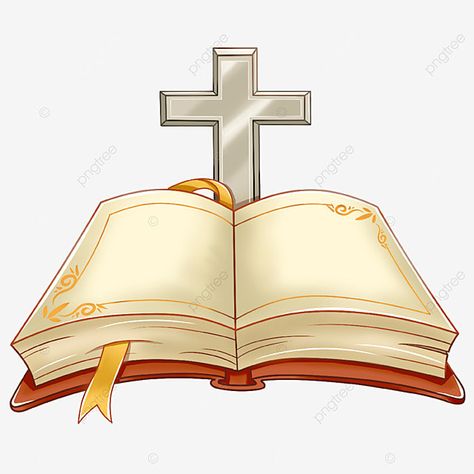 Bible With Cross, Cross And Bible, Creation Bible, Cross Background, Cross Drawing, Book Png, Open Bible, Bible Drawing, Hand Painted Bible