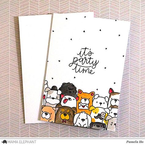 Pamela Ho: ME January 2018 Stampede - The Dog's Woof Dog Birthday Cards Diy, Dog Birthday Cards, Cute Animal Birthday Cards Diy, Birthday Card Ideas Dog, Birthday Card From Dog, Birthday Card Dog Lover, Mama Elephant Cards, Creative Birthday Cards, Mama Elephant Stamps