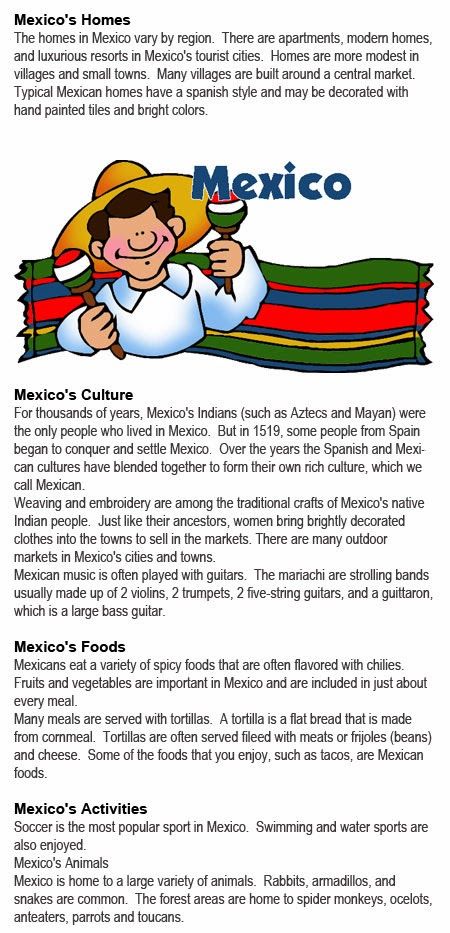 All about Mexico for kids http://firstchildhoodeducation.blogspot.com/2013/10/all-about-mexico-for-kids.html Mexico School Project, Mexico Projects For Kids, Mexico Preschool Activities, Mexico Art Projects For Kids, Mexico For Preschoolers, Mexico Activities For Kids, Mexico Unit Study, Mexico Facts For Preschool, Fun Facts About Mexico