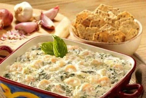 Shrimp and Spinach Party Dip Mexican Party Appetizers, Gluten Free Shrimp, Shrimp And Spinach, Healthy Christmas Snacks, Spinach Benefits, Party Dip Recipes, Party Dip, Best Party Food, Appetizers Easy Finger Food