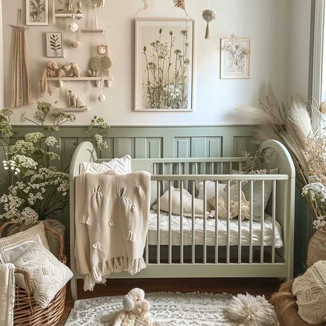 20+ Nature-Inspired Green Nursery Themes for a Serene Baby Space • 333+ Art Images Wnchanted Forest Nursery, Sage Green Forest Nursery, Unisex Green Nursery, Green Nursery Mural, Earthy Nursery Decor, Harry Potter Herbology Nursery, Sage Green Wildflower Nursery, Green Garden Nursery, Garden Inspired Nursery