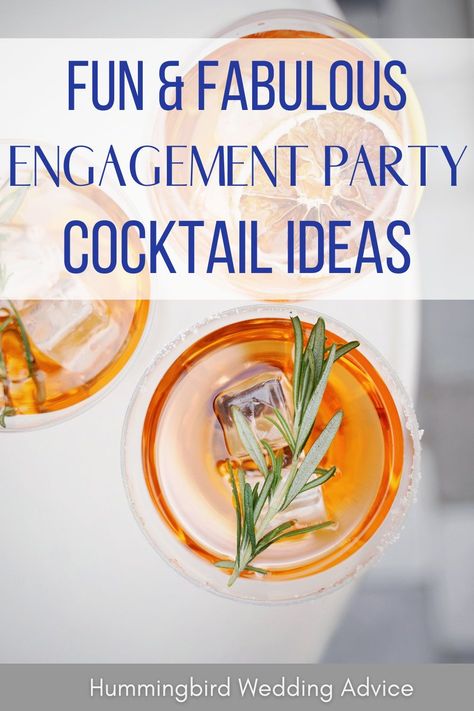 Engagement party cocktail ideas with full cocktail recipes and fun names for the drinks! This post has delicious cocktail recipes for you to consider serving at your engagement party. Plus, each drink is named and engagement "pun". All the drinks are easy to make, taste delicious, and are are going to be so fun to serve at your engagement party. // engaged // signature drinks // brides // fiance // grooms // bridal // engagement // proposal // wedding planning // wedding tradition // parties // Engagement Party Cocktails, Late Night Snacks Wedding, Engagement Party Drink, Party Cocktail Ideas, Wedding Activities For Guests, Wedding Dinner Food, Ideas For Engagement Party, Cocktail Engagement Party, Snacks Wedding