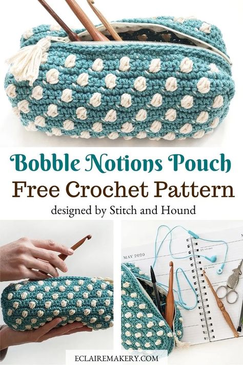 Crochet Pencil Case, Crocheted Purse, Free Crochet Bag, Notions Bag, Crochet Bag Pattern Free, Bag Pattern Free, Bunny Crochet, Crochet Pouch, Tapestry Crochet Patterns