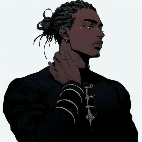 Tomboy Character Art, Black Guy Pfp, Black Man Art Character Design, Black Guy Oc, Black Male Character Art, Black Man Drawing, Black Guy Drawing, Black Oc Male, Black Male Oc Art