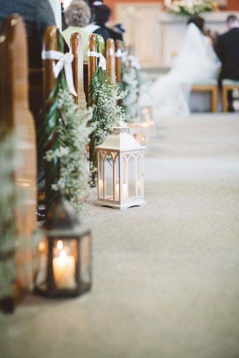 Church Wedding Decorations Aisle, Country Decorations, Wedding Candles Table, Winter Wedding Table, Wedding Church Decor, Aisle Decorations, Wedding Isles, Whimsical Wedding Decorations, Wedding Ceremony Ideas