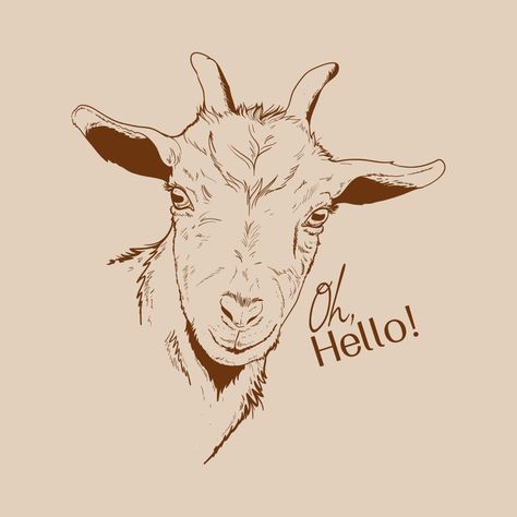 Goat Illustration Vintage, Goat Decorations, How To Draw A Goat, Goat Illustration Cute, Cute Goat Drawing, Goat Drawings, Goat Sketch, Goat Images, Goat Clipart