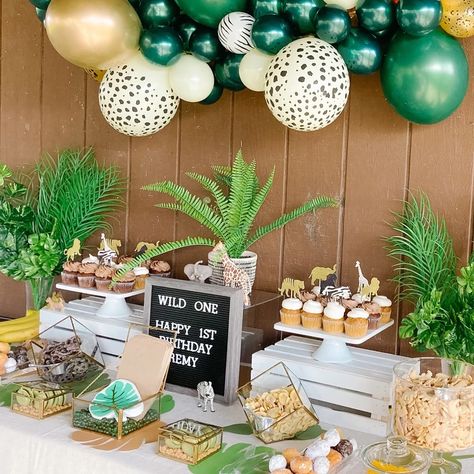 Wild One Birthday Dessert Table, Wild One Birthday Party Table Decor, Wild One Party Decor, Wildone Birthday Theme, Jungle Theme Dessert Table, Wild One Birthday Party Boys Decorations, First Birthday Dessert Table, Joshua Birthday, Birthday Dessert Table