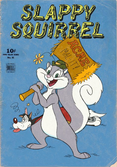 Slappy Squirrel: gray long sleeve dress (or shirt/skirt), white apron, mallet, red purse, green hat w/flower. possibly tail/facepaint.??? Slappy Squirrel, The Animaniacs, Brothers Cartoon, Squirrel Cartoon, Warner Brothers Cartoons, Hello Nurse, White Apron, Red Purse, Green Hat