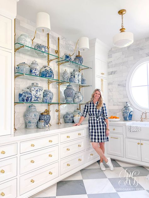 The Wren's Butler's Pantry Reveal - Randi Garrett Design Blue And White Pantry, Butler Pantry Lighting, Butler Pantry And Laundry Room, Butler Cabinet, Small Butlers Pantry Ideas, Large Butlers Pantry, Butlers Pantry Laundry Room Combo, Butler Pantry Decor, Small Butlers Pantry