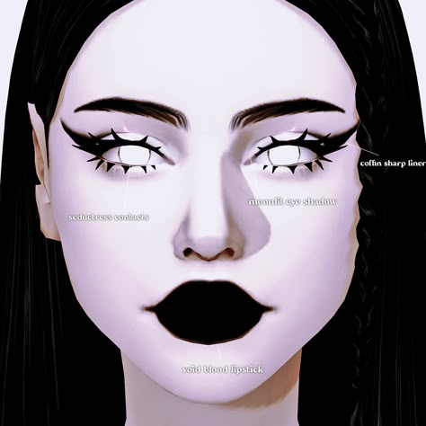 ☠️the vampiress - a collection of vampy makeup☠️ | Patreon Black Lipstick Sims 4 Cc, Sims 4 Cc Dark Makeup, Sims 4 Cc Goth Makeup Patreon, Sims 4 Goth Face Paint, Ts4 Face Paint, Sims 4 Cc Goth Eyeliner, Sims 4 Cc White Face Paint, Sims Cc Goth Makeup, Sims 4 Goth Eyeliner