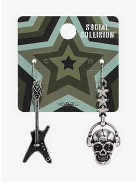 Emo Earrings Aesthetic, Social Collision Clothes, Hot Topic Earrings, Hot Topic Aesthetic, Social Collision, Skull Guitar, Emo Accessories, Right Arrow Icon, Alt Clothes