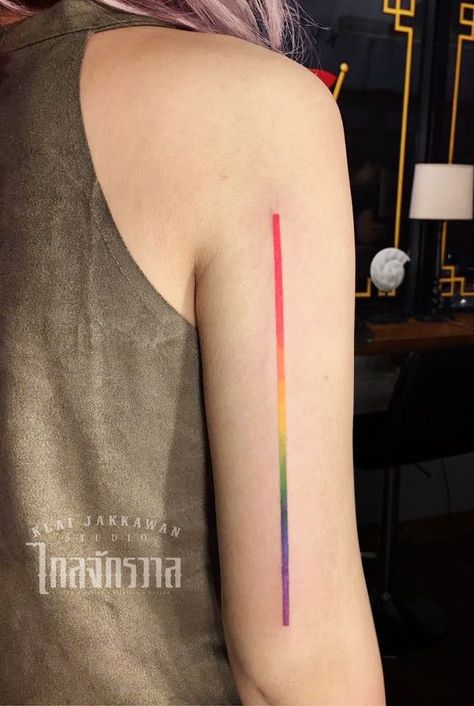 Rainbow Gradient Tattoo, Color Gradient Tattoo, Rainbow Line Tattoo, Spectrum Tattoo, Gradient Tattoo, Prism Tattoo, Ankle Band Tattoo, Lgbt Tattoo, Small Colorful Tattoos