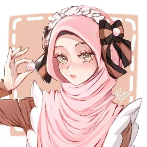 Hijabi Chibi, Hijab Girl Drawing, Hijabi Pfp Cartoon, Whatsapp Profile Wallpaper, Cartoon Muslimah, Muslim Anime, Hijab Anime, Hijab Art, Anime Hijab