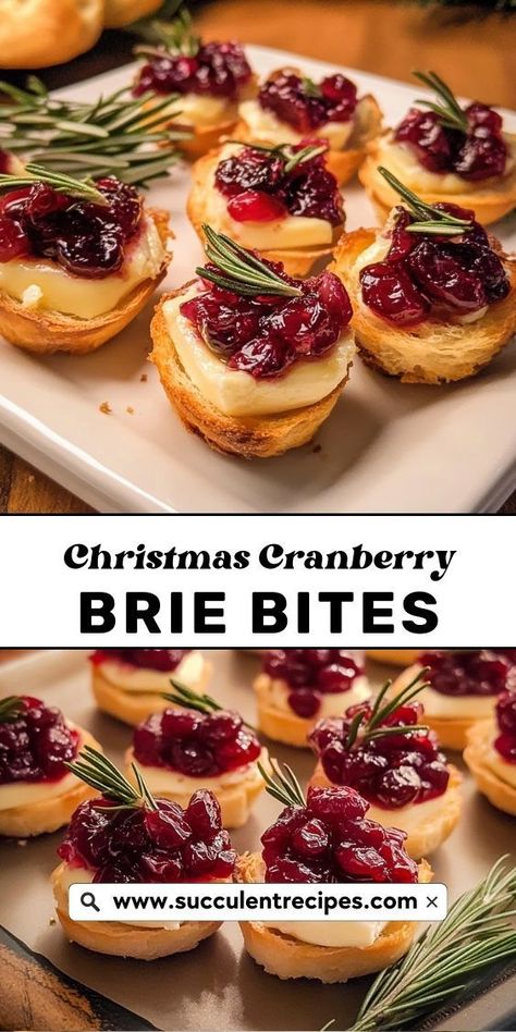 These irresistible cranberry and brie-filled puff pastry bites are perfect for holiday entertaining, combining sweet, savory, and creamy flavors in every bite. Cranberry Bites Brie, Cranberry-brie Bites With Puff Pastry, Holiday Brie Bites, Cranberry Brie Crescent Bites, Cranberry Baked Brie Puff Pastry, Cranberry Pastry Puffs, Christmas Appetizers With Brie, Cranberry Brie Bites With Puff Pastry, Puff Pastry With Brie And Cranberry