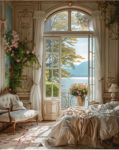 Italian House Bedroom, Vintage Italian Bedroom Aesthetic, Italy Bedroom Aesthetic, Italian Room Aesthetic, Italian Villa Bedroom, Italian Bedroom Aesthetic, Bedroom With A View, Bohemian Bedroom Ideas, Bohemian Bedroom Design