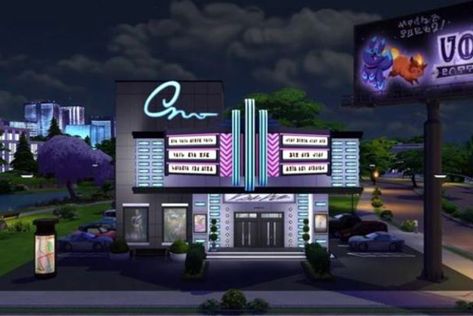 Movie Theather, Bar Arcade, Theatre Building, Sims 4 Gallery, Sims 4 Cc Folder, Sims 4 Game, Sims 4 Mods, The Sims 4, Movie Theater