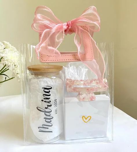 View Self Care Gifts by BelierHandmade on Etsy Custom Gifts With Cricut, Diy Godmother Proposal, Godmother Christmas Gifts, Godmom Proposal Ideas Diy, Bridesmaid Favours, Wedding Ticket, Personalized Godmother Gifts, Bachelorette Party Favor Bags, Wedding Packing