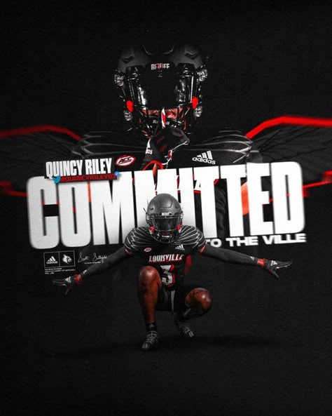 College Football Committed Graphics, Football Commitment Graphics, Sports Collage Design, Sports Graphic Design Creative, Committed Graphic, Commitment Graphic, Basketball Graphic Design, Recruiting Graphics, Youth Sports Photography