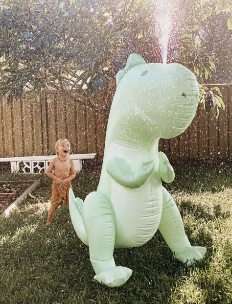 Three Rex Birthday, Giant Dinosaur, Dinosaur Birthday Party Decorations, Dinosaur Themed Birthday Party, Garden Hoses, Giant Inflatable, Dino Birthday, Sprinklers, Dino Party