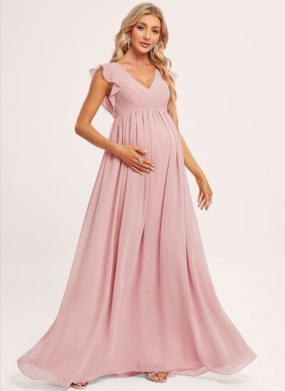 Blush, Dusty Rose Maternity Bridesmaid Dresses | JJ's House Maternity Bridesmaid Dress, Black Pool, Maternity Bridesmaid Dresses, Blush Bridesmaids, Semi Formal Dress, Chiffon Ruffle, Floor Length Dresses, Summer Winter, Custom Dresses